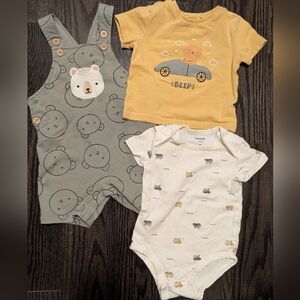 2/$35 Pekkle Baby 3 Piece Set 12M Bear Romper Tee Bodysuit Outfit